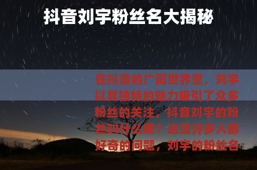 抖音刘宇粉丝名大揭秘