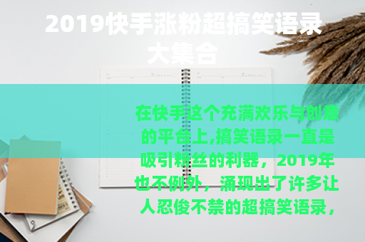 2019快手涨粉超搞笑语录大集合