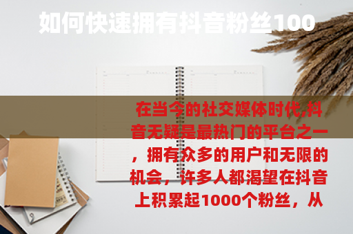 如何快速拥有抖音粉丝1000