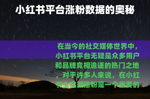 小红书平台涨粉数据的奥秘