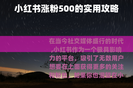 小红书涨粉500的实用攻略