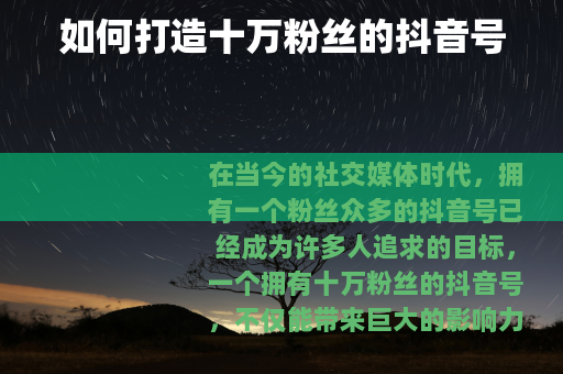 如何打造十万粉丝的抖音号