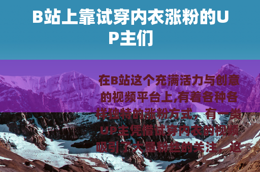 B站上靠试穿内衣涨粉的UP主们