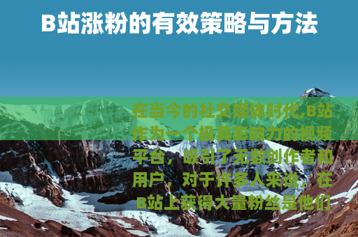 B站涨粉的有效策略与方法