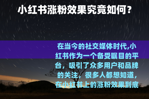 小红书涨粉效果究竟如何？