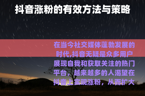 抖音涨粉的有效方法与策略