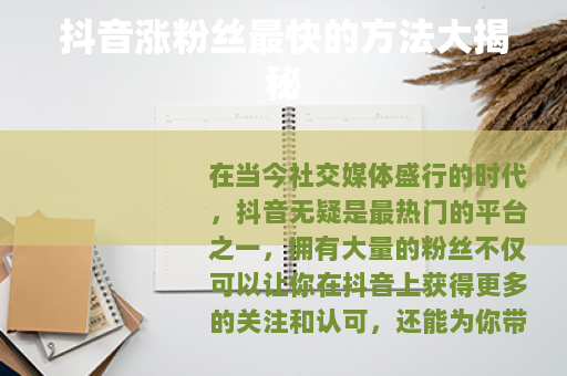 抖音涨粉丝最快的方法大揭秘