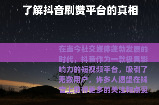 了解抖音刷赞平台的真相