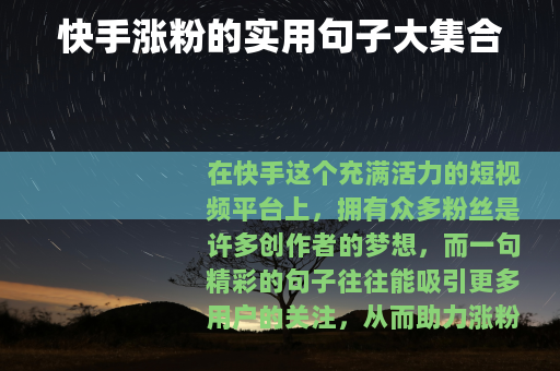 快手涨粉的实用句子大集合