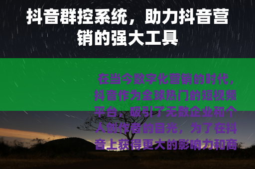 抖音群控系统，助力抖音营销的强大工具