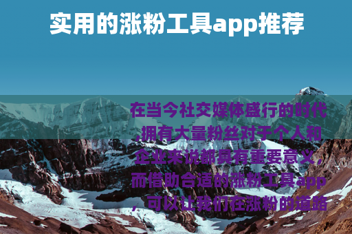 实用的涨粉工具app推荐