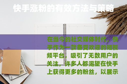 快手涨粉的有效方法与策略