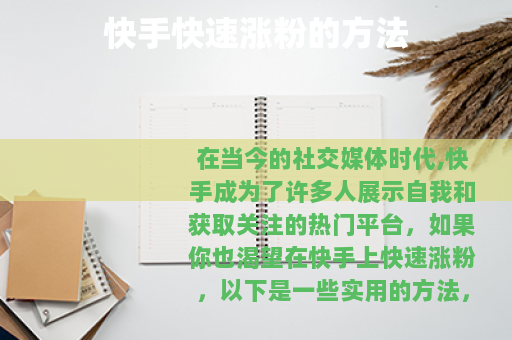 快手快速涨粉的方法