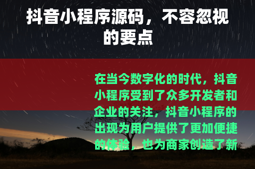 抖音小程序源码，不容忽视的要点