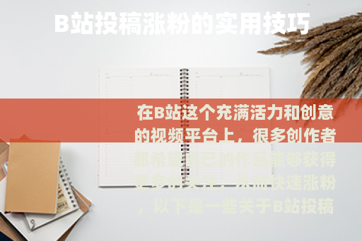 B站投稿涨粉的实用技巧