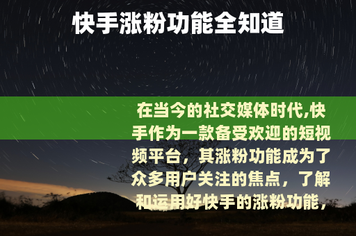 快手涨粉功能全知道