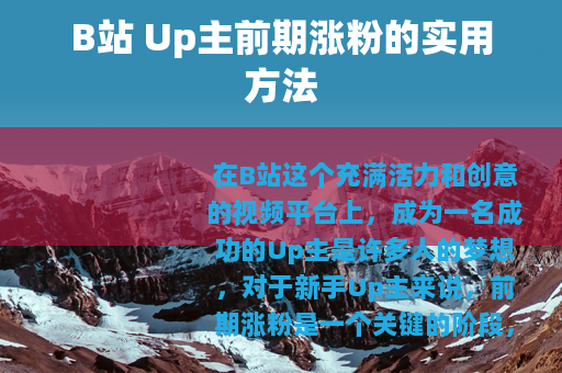 B站 Up主前期涨粉的实用方法