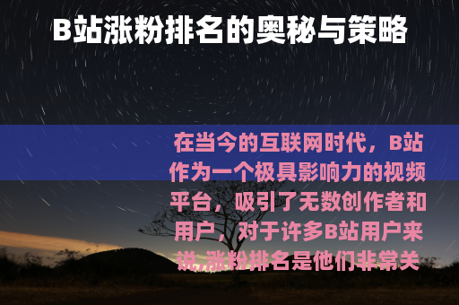 B站涨粉排名的奥秘与策略