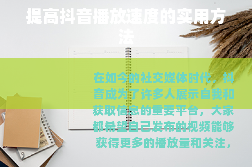 提高抖音播放速度的实用方法