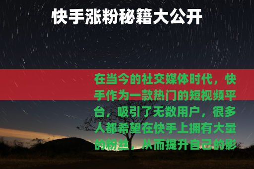 快手涨粉秘籍大公开