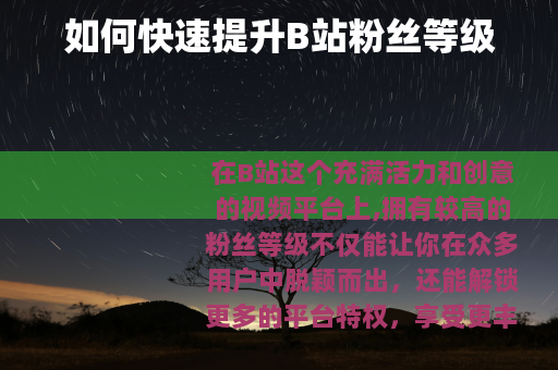 如何快速提升B站粉丝等级