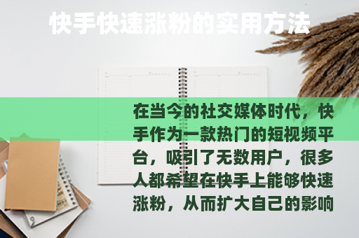 快手快速涨粉的实用方法