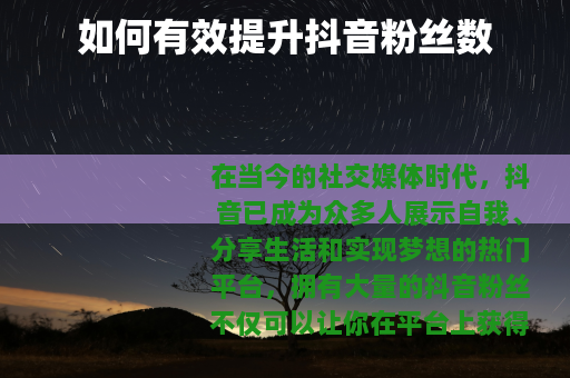 如何有效提升抖音粉丝数