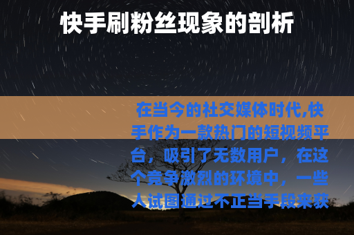 快手刷粉丝现象的剖析