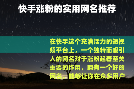 快手涨粉的实用网名推荐