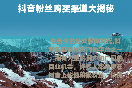 抖音粉丝购买渠道大揭秘