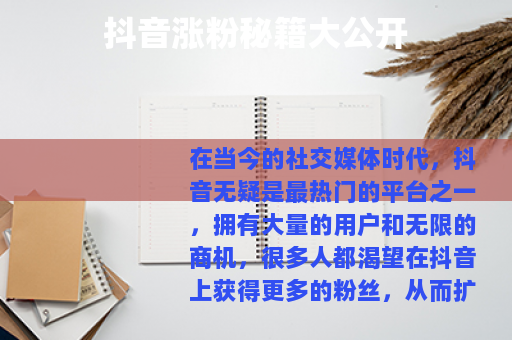 抖音涨粉秘籍大公开