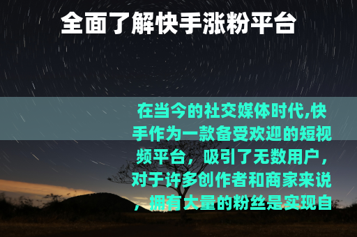全面了解快手涨粉平台