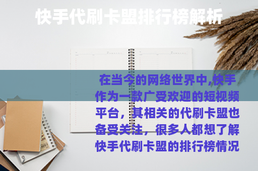 快手代刷卡盟排行榜解析
