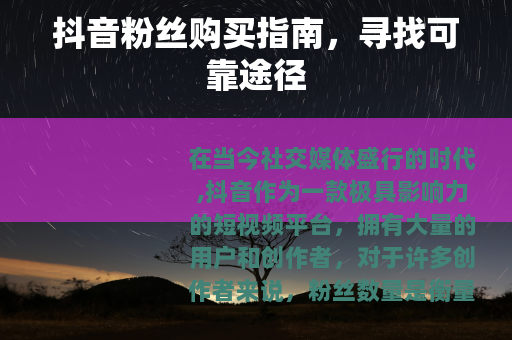 抖音粉丝购买指南，寻找可靠途径