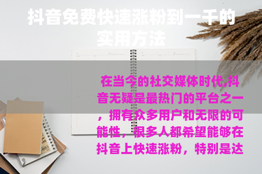 抖音免费快速涨粉到一千的实用方法