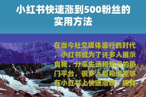 小红书快速涨到500粉丝的实用方法