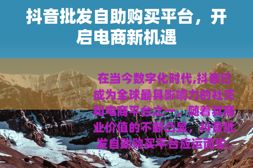 抖音批发自助购买平台，开启电商新机遇