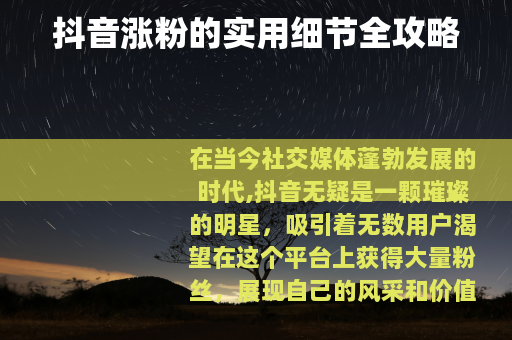 抖音涨粉的实用细节全攻略