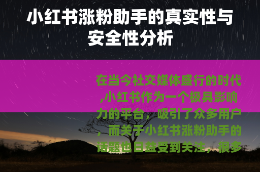 小红书涨粉助手的真实性与安全性分析
