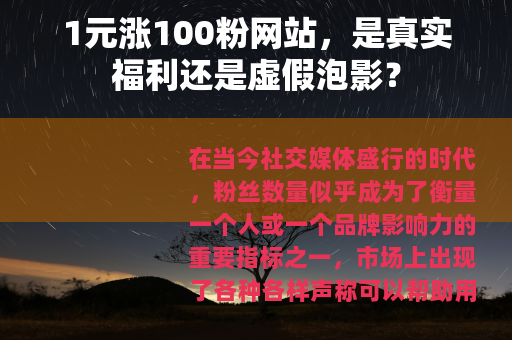 1元涨100粉网站，是真实福利还是虚假泡影？