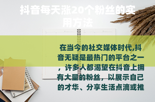 抖音每天涨20个粉丝的实用方法