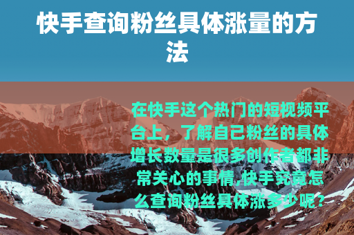 快手查询粉丝具体涨量的方法