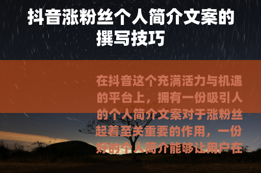 抖音涨粉丝个人简介文案的撰写技巧