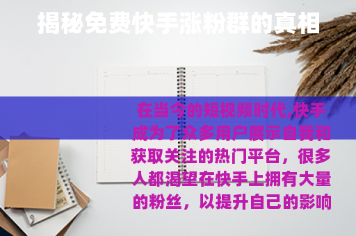 揭秘免费快手涨粉群的真相