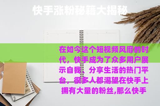 快手涨粉秘籍大揭秘