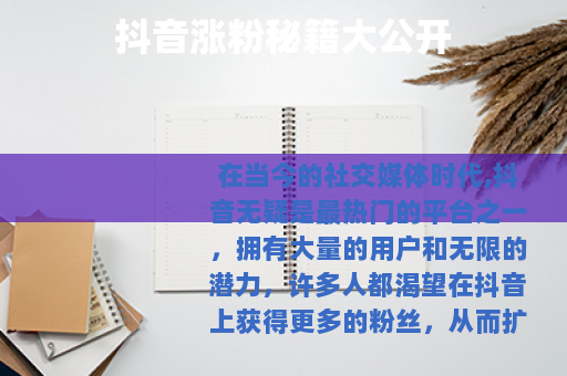 抖音涨粉秘籍大公开