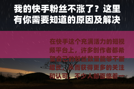 我的快手粉丝不涨了？这里有你需要知道的原因及解决方法