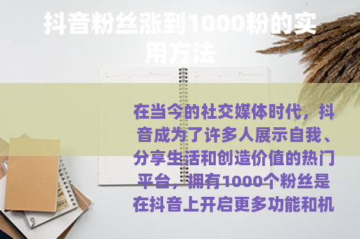 抖音粉丝涨到1000粉的实用方法