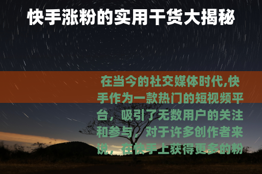 快手涨粉的实用干货大揭秘