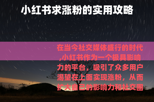 小红书求涨粉的实用攻略